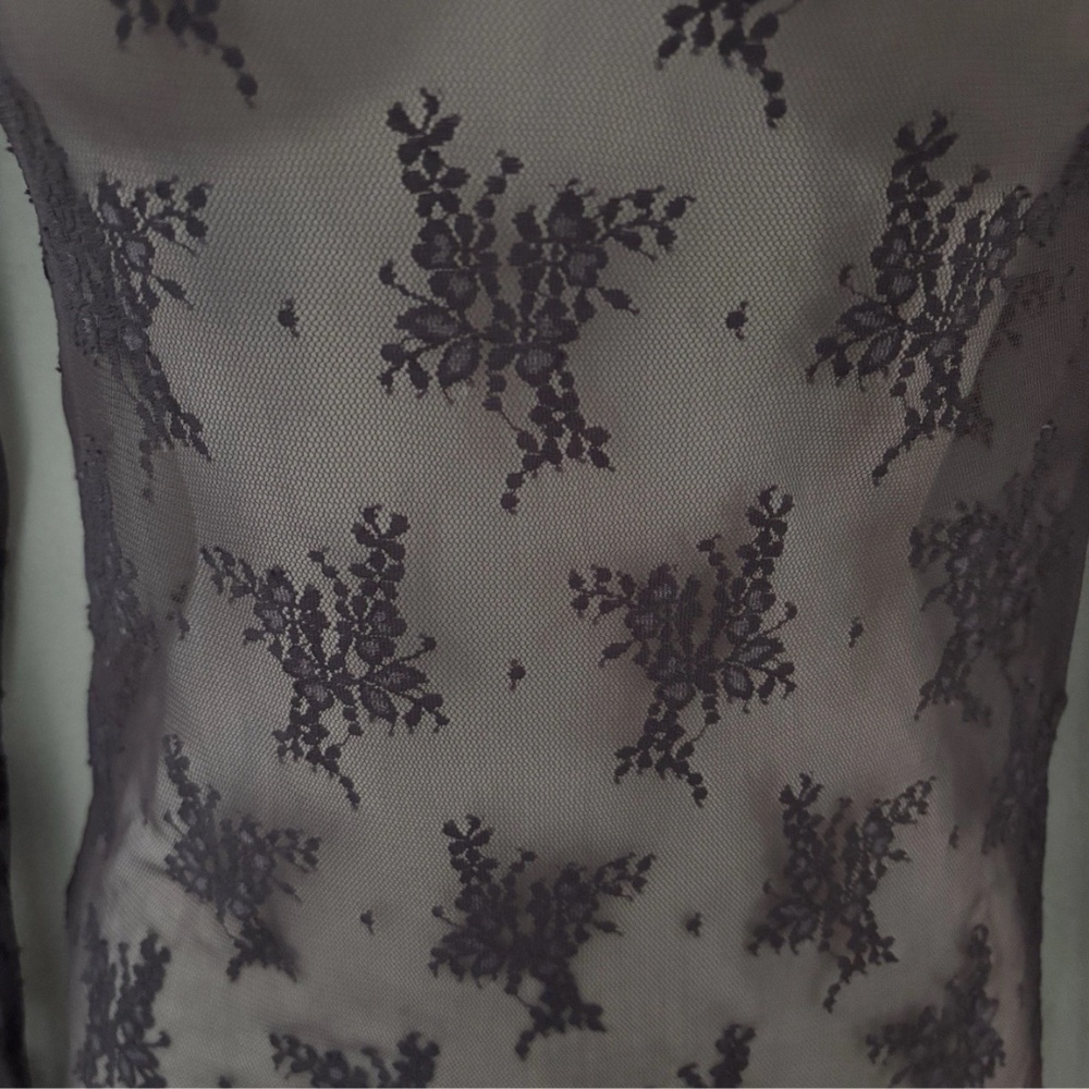 Free People Intimates Lady Luck Layering Top Black Sand Small Lace Long Sleeve - Picture 3 of 8